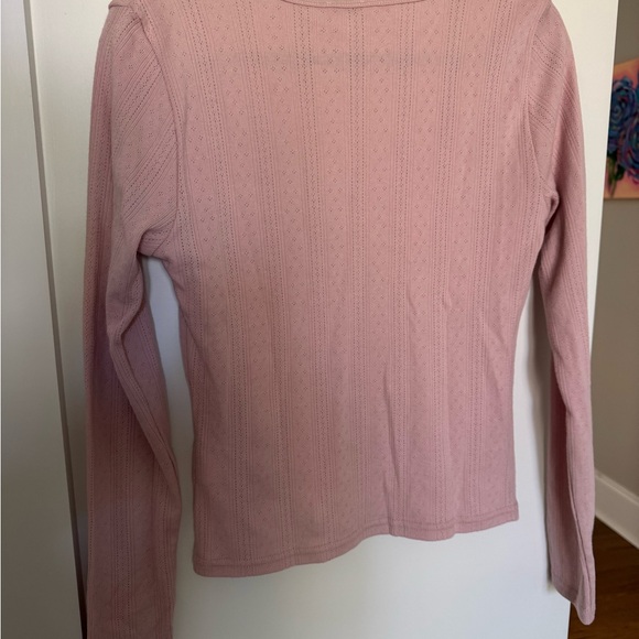 Faherty Pacific Pointelle Top Blush Long Sleeve Feminine Delicate Scoop Neck - Picture 3 of 12